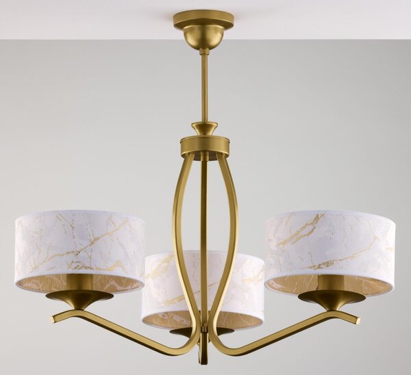 Jupiter 2109 - Lustru pe tijă KASZMIR 3xE27/15W/230V alb/auriu/decor de marmură