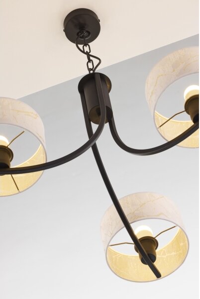 Jupiter 2103 - Lustru cu lanț ARTHUR 3xE27/15W/230V alb/negru/decor marmorat