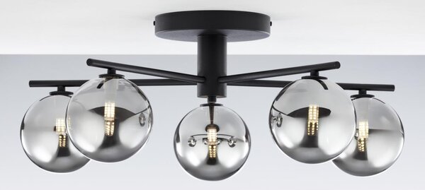 Jupiter 2048 - Plafonieră aplicată PRATO, 5xG9/14W/230V, negru/gri fumuriu