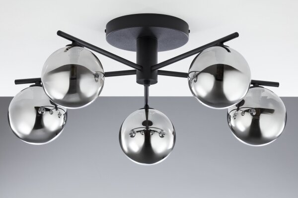Jupiter 2048 - Plafonieră aplicată PRATO, 5xG9/14W/230V, negru/gri fumuriu