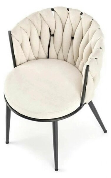 Scaun dining modern K516, bej/negru, stofa clasica/otel, 57x60x79 cm