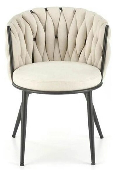 Scaun dining modern K516, bej/negru, stofa clasica/otel, 57x60x79 cm