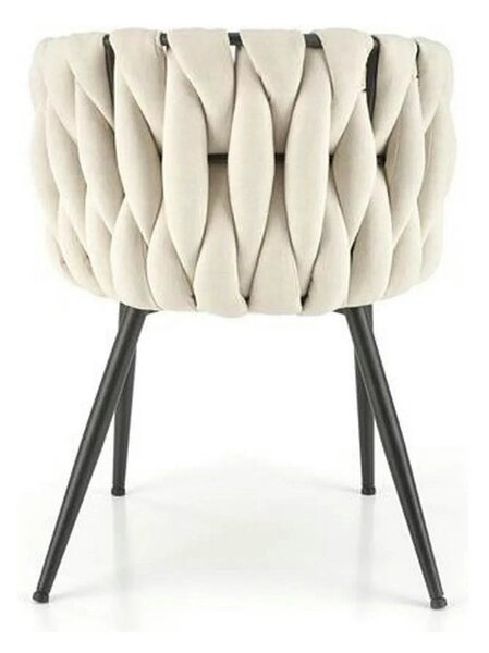 Scaun dining modern K516, bej/negru, stofa clasica/otel, 57x60x79 cm