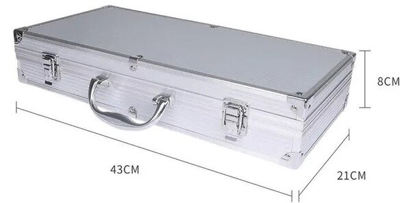 Set ustensile pentru gratar onuvio® 11 piese inox, geanta de transport si termometru digital