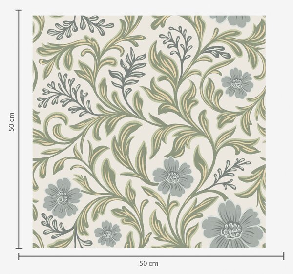 Tapet Ornament floral gri-salvie pe fond deschis, Tapet flori, a00712 : Uwalls.ro