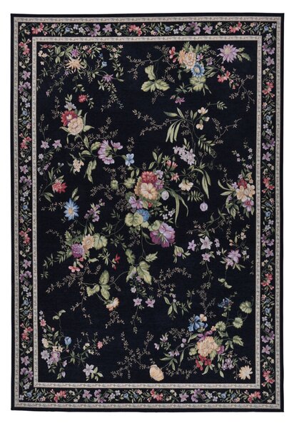 Covor Floral Flomi, Negru/Multicolor, 240x330 cm