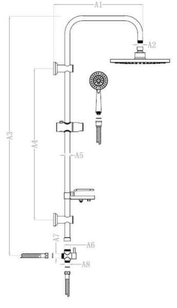 Invena Corso set de duș perete cu duș de ploaie crom AU-23-001