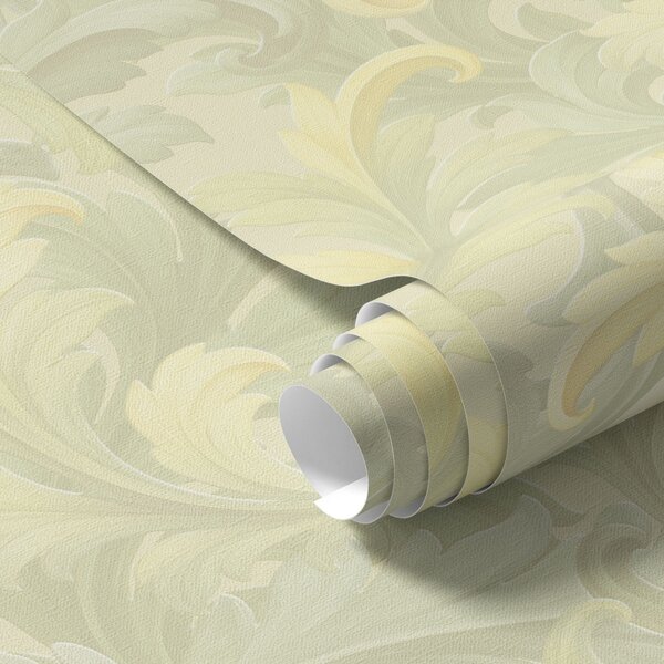 Tapet Volute baroce cu frunze de acant în nuanțe delicate, Tapet flori, a00714 : Uwalls.ro