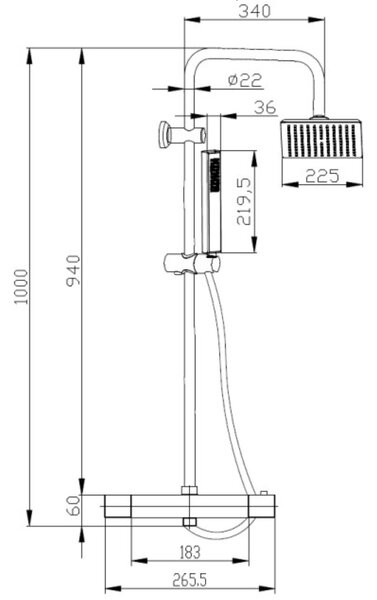 Invena Svart set de duș perete cu termostat cu duș de ploaie crom AU-85-001