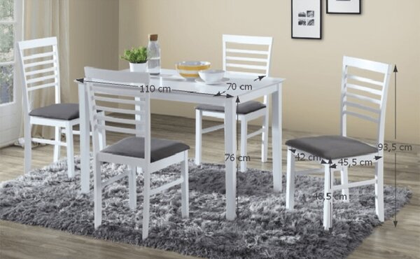 Set masă scaune pentru sufragerie Medo 1+4 (alb + gri) (pentru 4 persoane). 808651