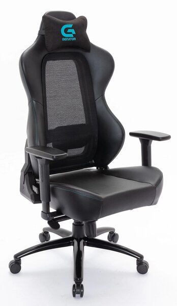 Scaun Hybrid Ergo Gaming, suport lombar reglabil, spătar Mesh, cotiere 3D, înclinare 90- 180°, rezistent 150 kg, Negru