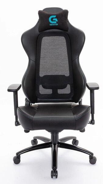Scaun Hybrid Ergo Gaming, suport lombar reglabil, spătar Mesh, cotiere 3D, înclinare 90- 180°, rezistent 150 kg, Negru