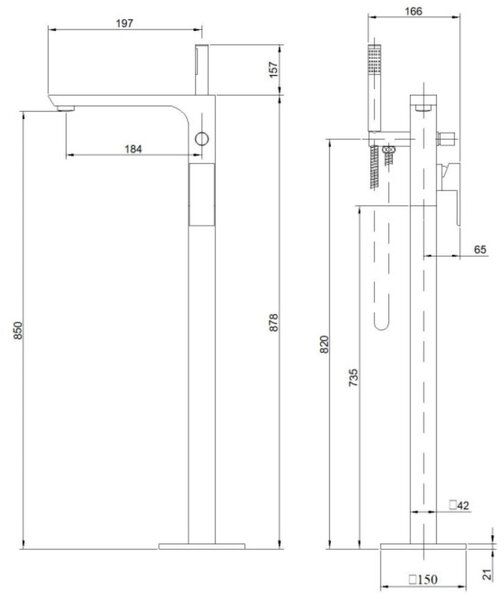 Invena Paros baterie cadă-duș stativ negru BW-09-W04