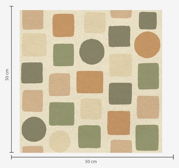 Tapet Model geometric din pătrate și cercuri în tonuri calde, Tapet abstract, a00759 : Uwalls.ro
