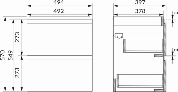 Cersanit Moduo dulap 49.4x39.7x57 cm sub chiuveta pe perete antracit S590-067-DSM