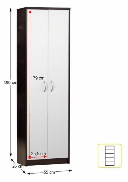 Dulap cu rafturi Vader (Alb + wenge). 1006264