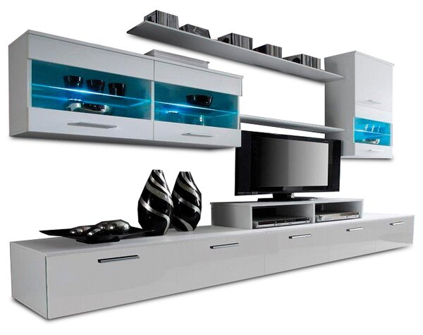 Mobilier living Leodan (alb) (cu iluminat). 779058