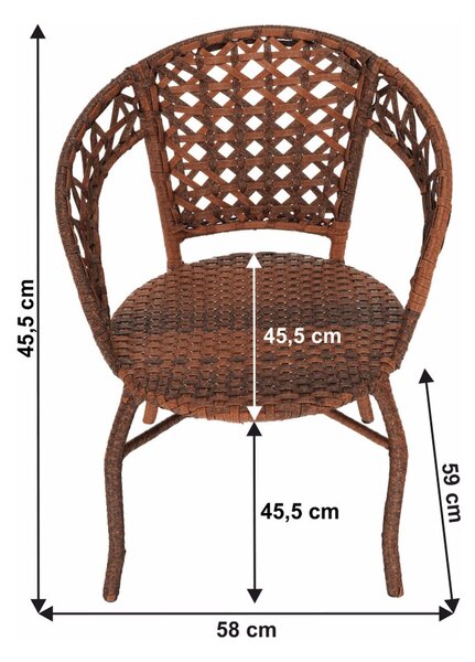 Set gradina JARUB, maro, ratan artificial/sticla securizata/metal, cu