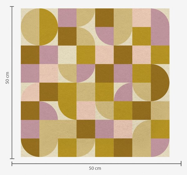 Tapet Geometrie modulară în nuanțe de roz și muștar, Tapet abstract, a00770v1 : Uwalls.ro