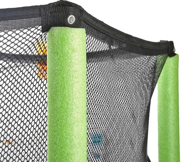 Trambulina copii, diametru 140 cm, maxim 45 kg, cu plasa de protectie, scara acces, verde