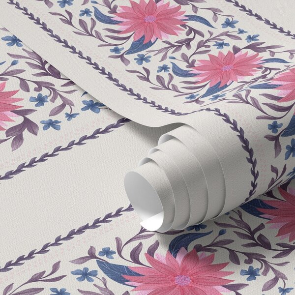 Tapet Dungi florale verticale în tonuri de roz-violet, Tapet flori, a00810 : Uwalls.ro