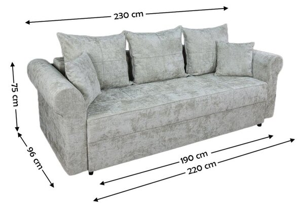 Canapea Extensibilă Elsa Bonell Mini, Gri deschis