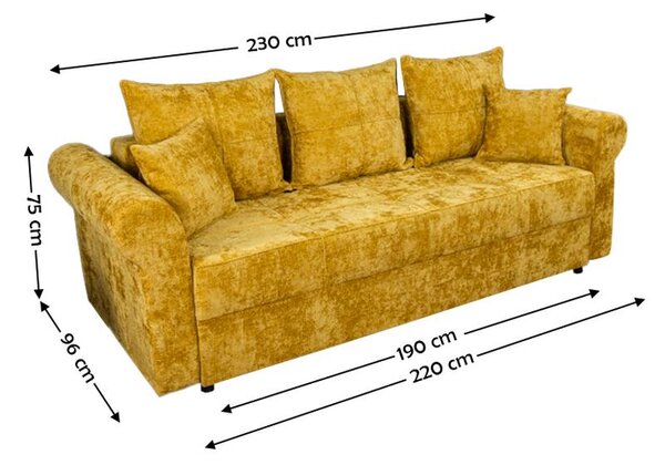 Canapea Extensibilă Elsa Bonell Mini, Mustar