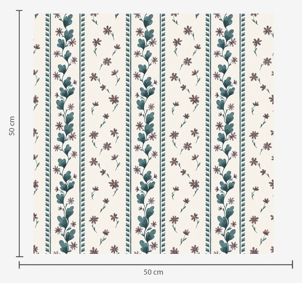 Tapet Dungi florale verticale în tonuri de albastru-maro, Tapet flori, a00811 : Uwalls.ro