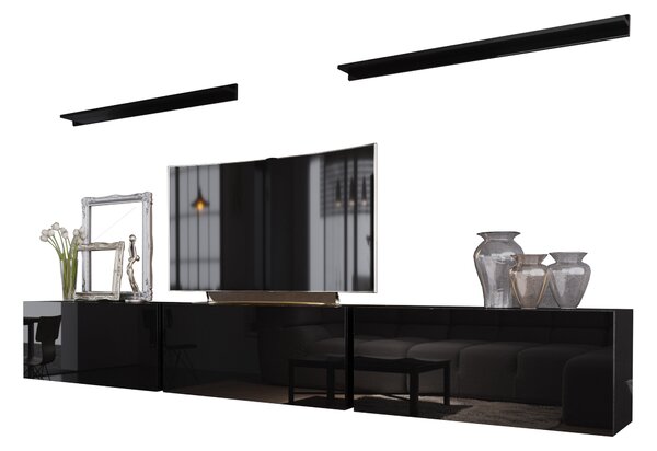 Mobilier living Balldy (negru + negru lucios). 1007692