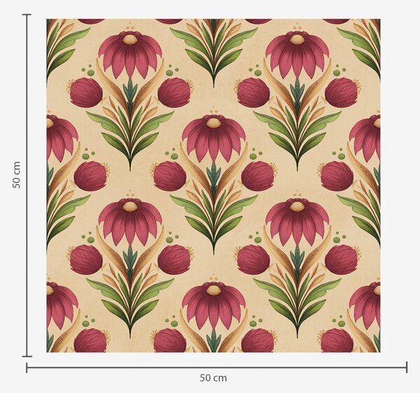 Tapet Ornament floral simetric pe fundal bej cald, Tapet flori, a00812v6 : Uwalls.ro