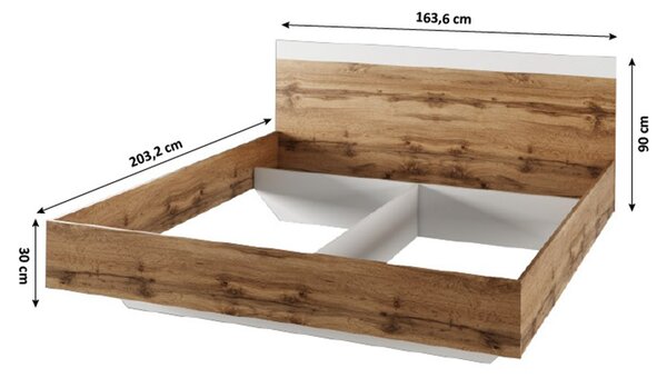 Pat matrimonial 160 cm Gaila (stejar wotan + alb). 1015394