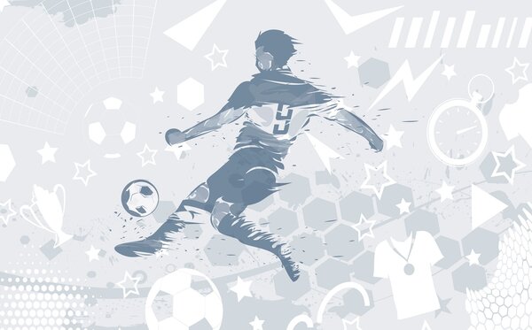 Tapet Jucător de fotbal, sport, Fototapet pentru camera unui adolescent, Fototapet Fotbal, w04763v1 : Uwalls.ro