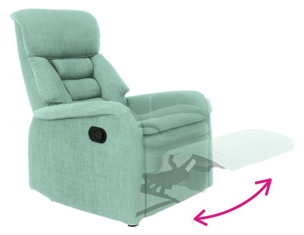 KONDELA Fotoliu pentru relaxare, material textil mentol, KOMFY