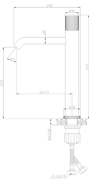 Invena Moonlight baterie lavoar stativ negru-auriu BU77W14