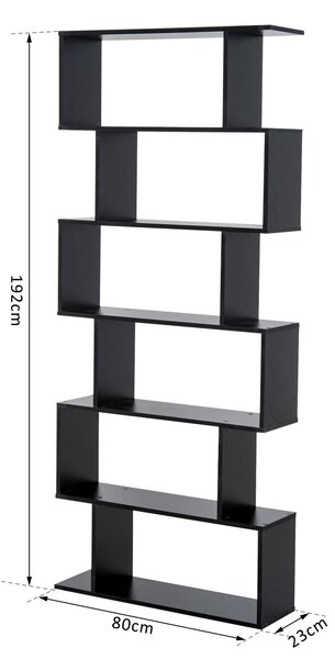 HOMCOM Bibliotecă din Lemn, Design Modern cu 6 Rafturi, 80x23x192 cm, Negru | Aosom Romania