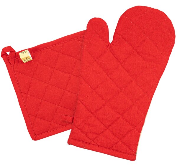Set mănușă și suport de bucătărie Home Elements Inimi de Crăciun, 18 x 32 cm, 20 x 20 cm