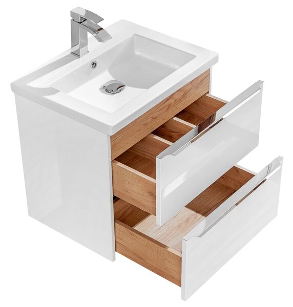 Comad Capri White dulap 60x46x57 cm sub chiuveta pe perete alb-stejar CAPRIWHITE820BFSC