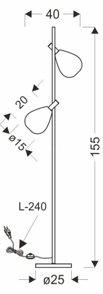 Lampadar DENSO 2xG9/5W/230V crom negru/cupru