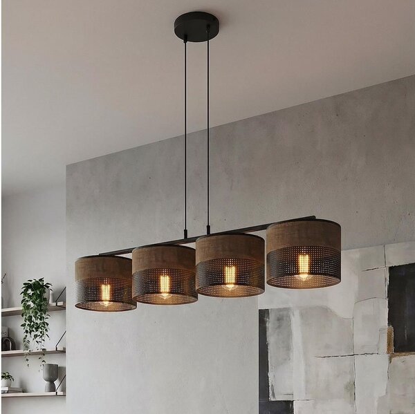 Candelabru pe cablu KARBON 4xE27/15W/230V negru/maro