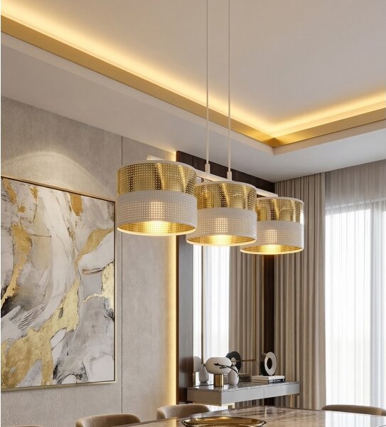 Lustră pe cablu LUX 3xE27/15W/230V alb/auriu