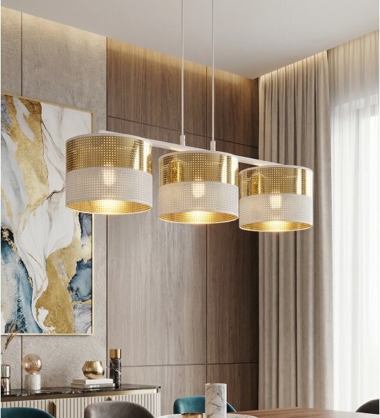 Lustră pe cablu LUX 3xE27/15W/230V alb/auriu