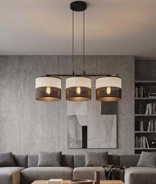 Lustră suspendată pe cablu KARBON 3xE27/15W/230V negru/gri