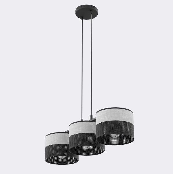 Lustră suspendată pe cablu KARBON 3xE27/15W/230V negru/gri