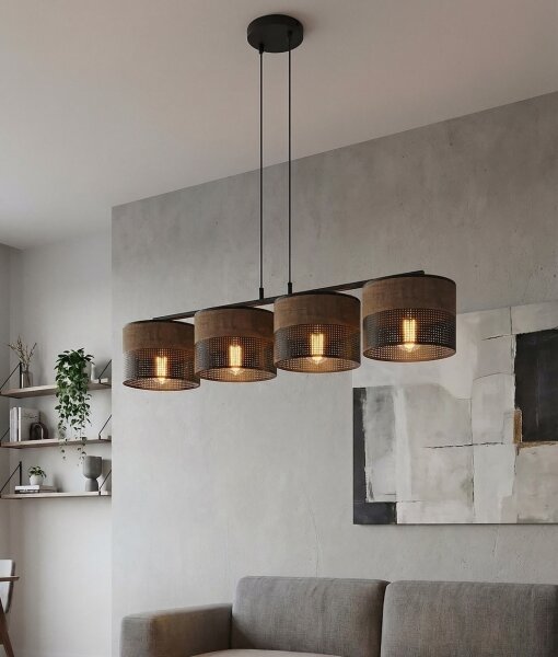 Candelabru pe cablu KARBON 4xE27/15W/230V negru/maro