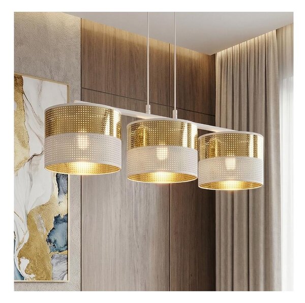 Lustră pe cablu LUX 3xE27/15W/230V alb/auriu