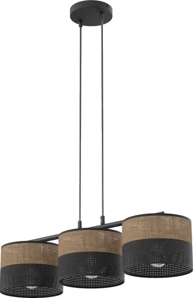 Lustră suspendată pe cablu KARBON, 3xE27/15W/230V, negru/maro