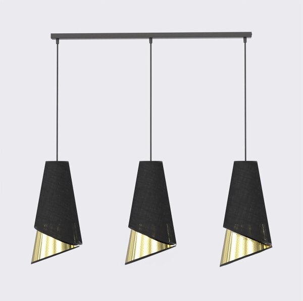 Lustră suspendată pe cablu MODA 3x E27, 15W, 230V, negru/auriu