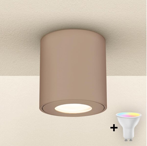Brilagi - Corp de iluminat LED RGBW dimabil pentru baie MIA, 1x GU10, 4,8 W, 230 V, 84x80 mm, bej, IP54