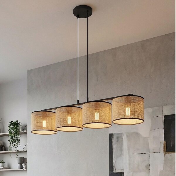 Candelabru ECO cu cablu, 4x E27/15W/230V, bej/ratan