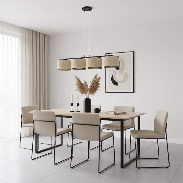 Candelabru ECO cu cablu, 4x E27/15W/230V, bej/ratan
